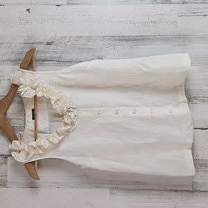 J. Crew factory cream ruffle neck sleeveless blouse Size 2 see description